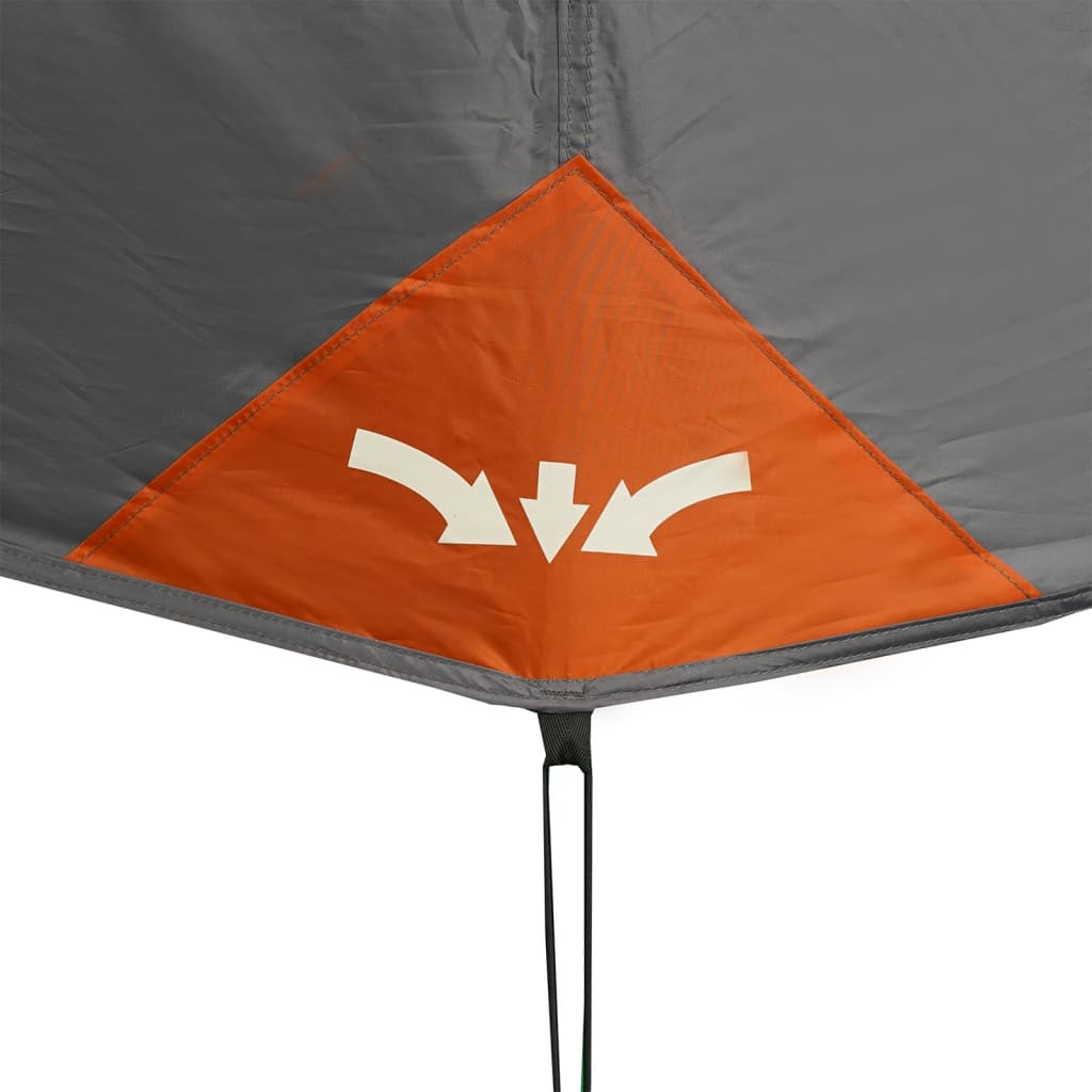 vidaXL Семейна палатка за 6 души, сиво-оранжева, бързо освобождаване