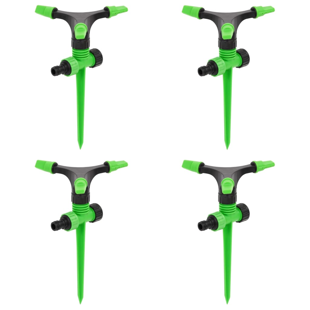 vidaXL Въртящи се спринклери 4 бр зелено-черни 16x13,5x25,5 см ABS/PP
