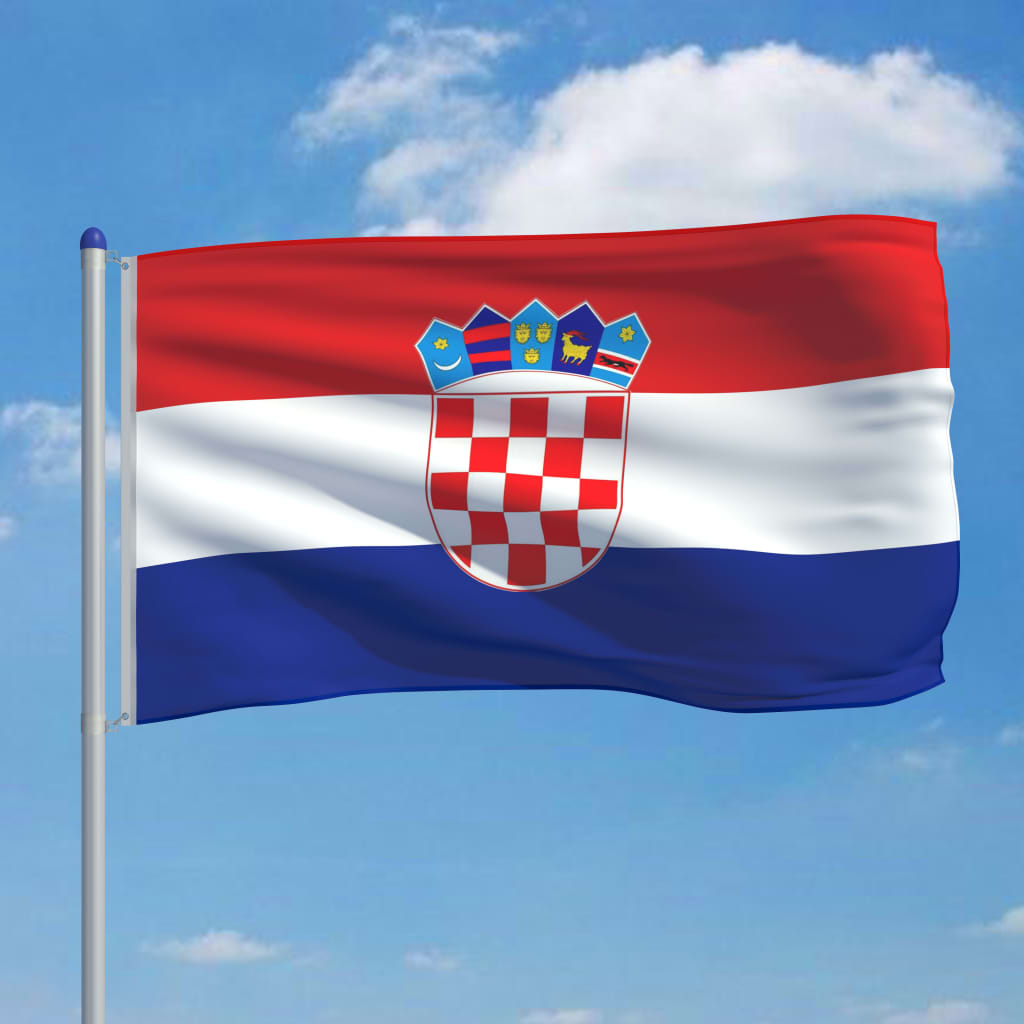vidaXL Флаг на Хърватия и алуминиев флагщок, 6 м
