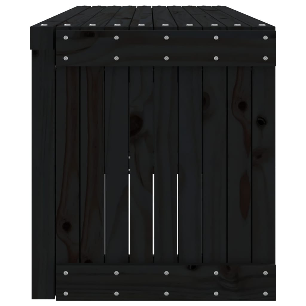vidaXL Градинска пейка, разтегаема, черна, 212,5x40,5x45 см, бор масив