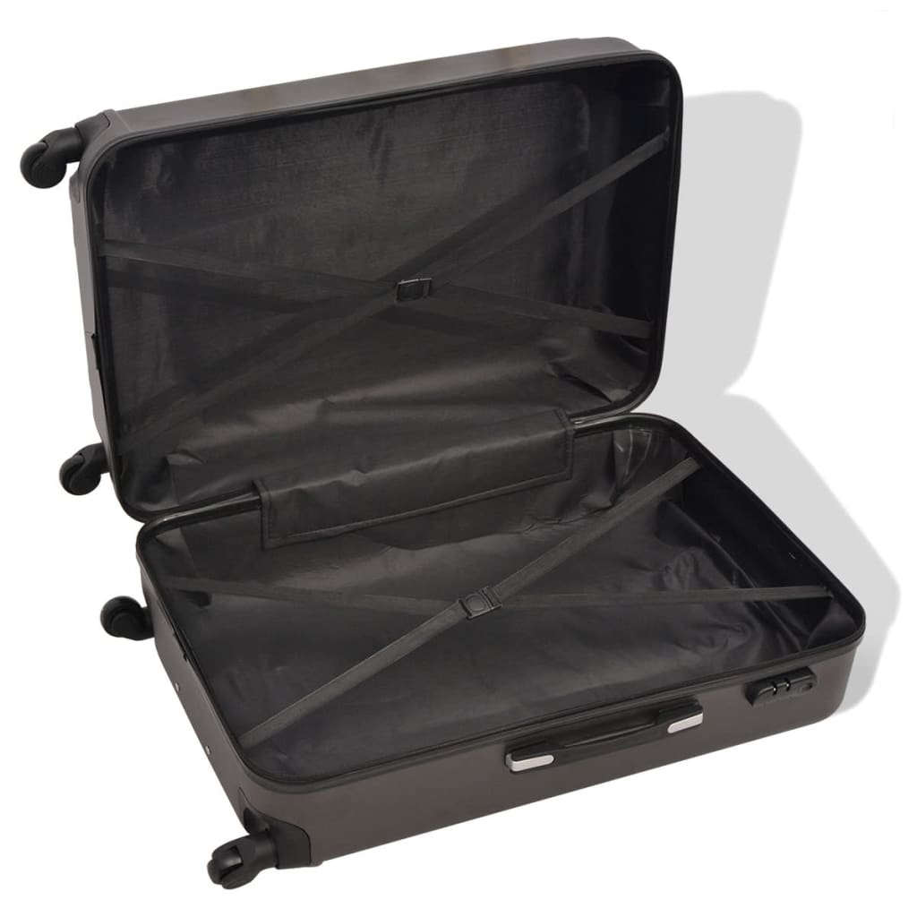 vidaXL Комплект от 4 броя твърди куфари на колелца, антрацитно черно