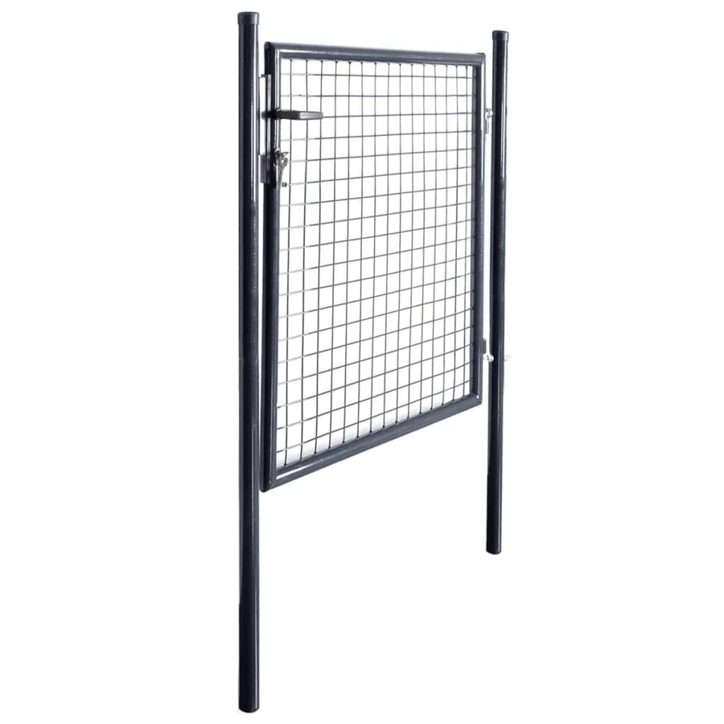 vidaXL Портална дворна врата, поцинкована стомана, 85,5x100 см, сива
