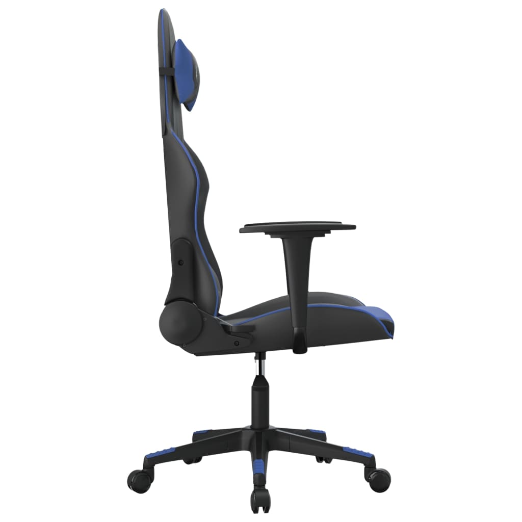 vidaXL Гейминг стол, черно и синьо, изкуствена кожа