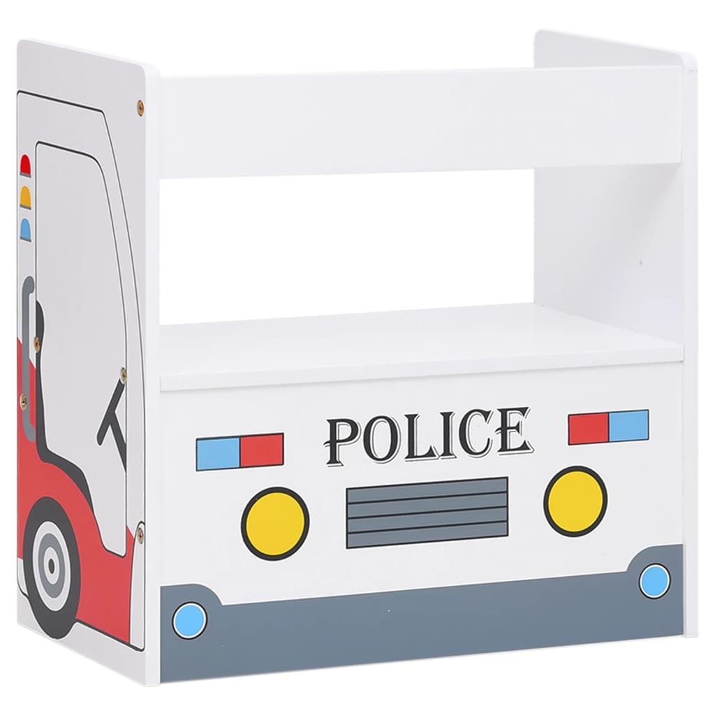 vidaXL Детски комплект от 3 части маса и столове полицейска кола МДФ