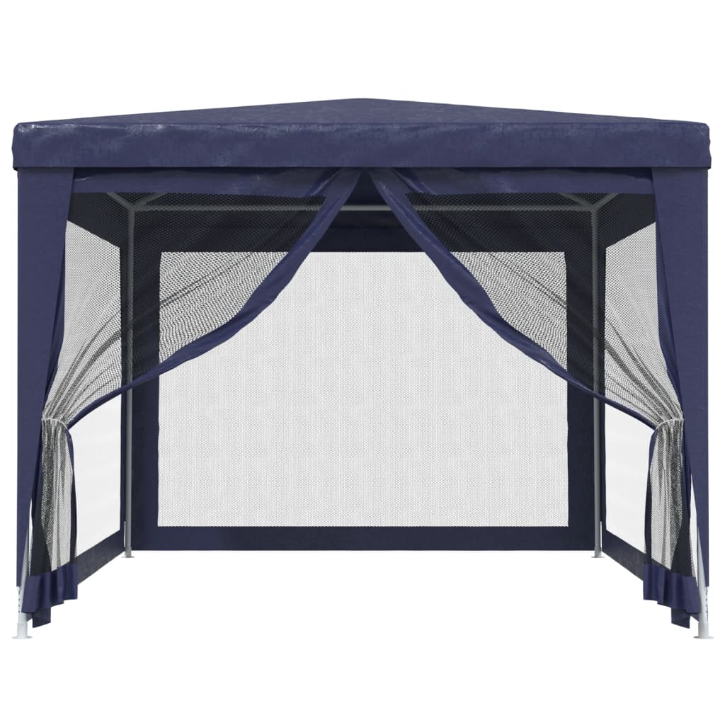 vidaXL Парти палатка с 4 мрежести странични стени, синя, 3x4 м, HDPE