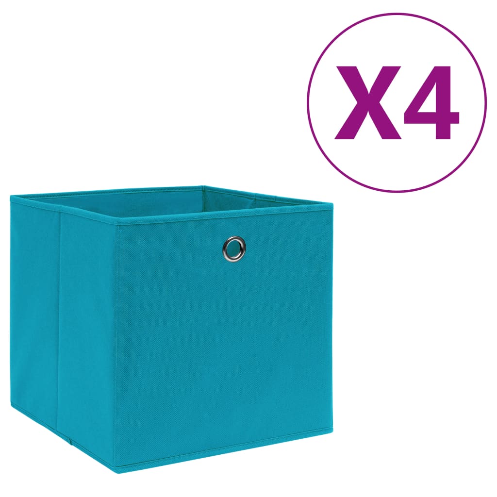 vidaXL Кутии за съхранение 4 бр нетъкан плат 28x28x28 см бебешко синьо