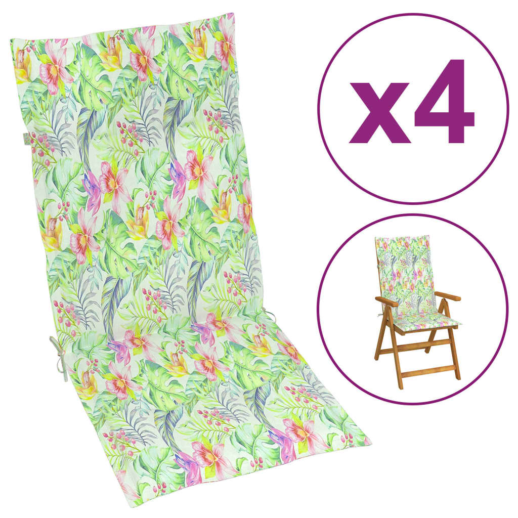 vidaXL Възглавници за столове 4 бр на листа 120x50x3 см плат