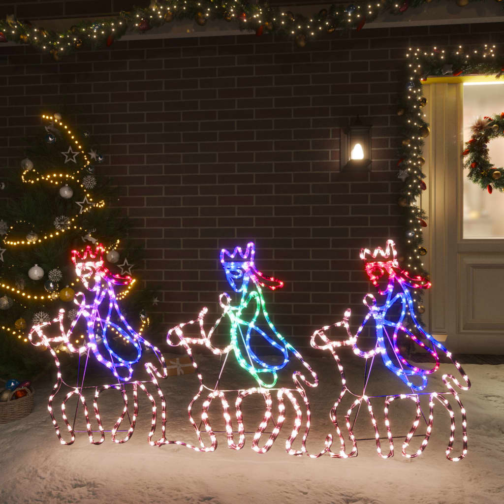 vidaXL Коледна сцена "Тримата влъхви" с 504 LED 70x50 см