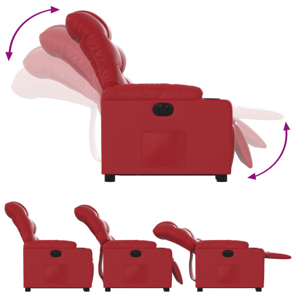 vidaXL Електрически изправящ реклайнер стол, червен, изкуствена кожа