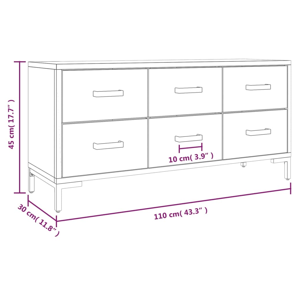 vidaXL Шкаф за съхранение, кафяв, 110x30x45 см, бор масив