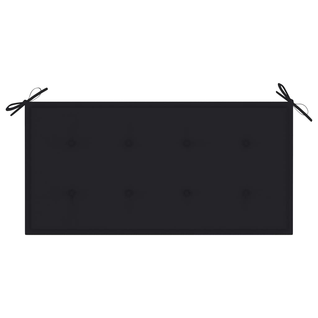 vidaXL Градинска пейка с черна възглавница, 112 см, тик масив