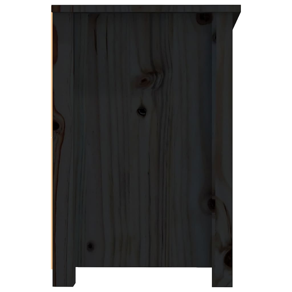 vidaXL ТВ шкаф, черен, 114x35x52 см, бор масив