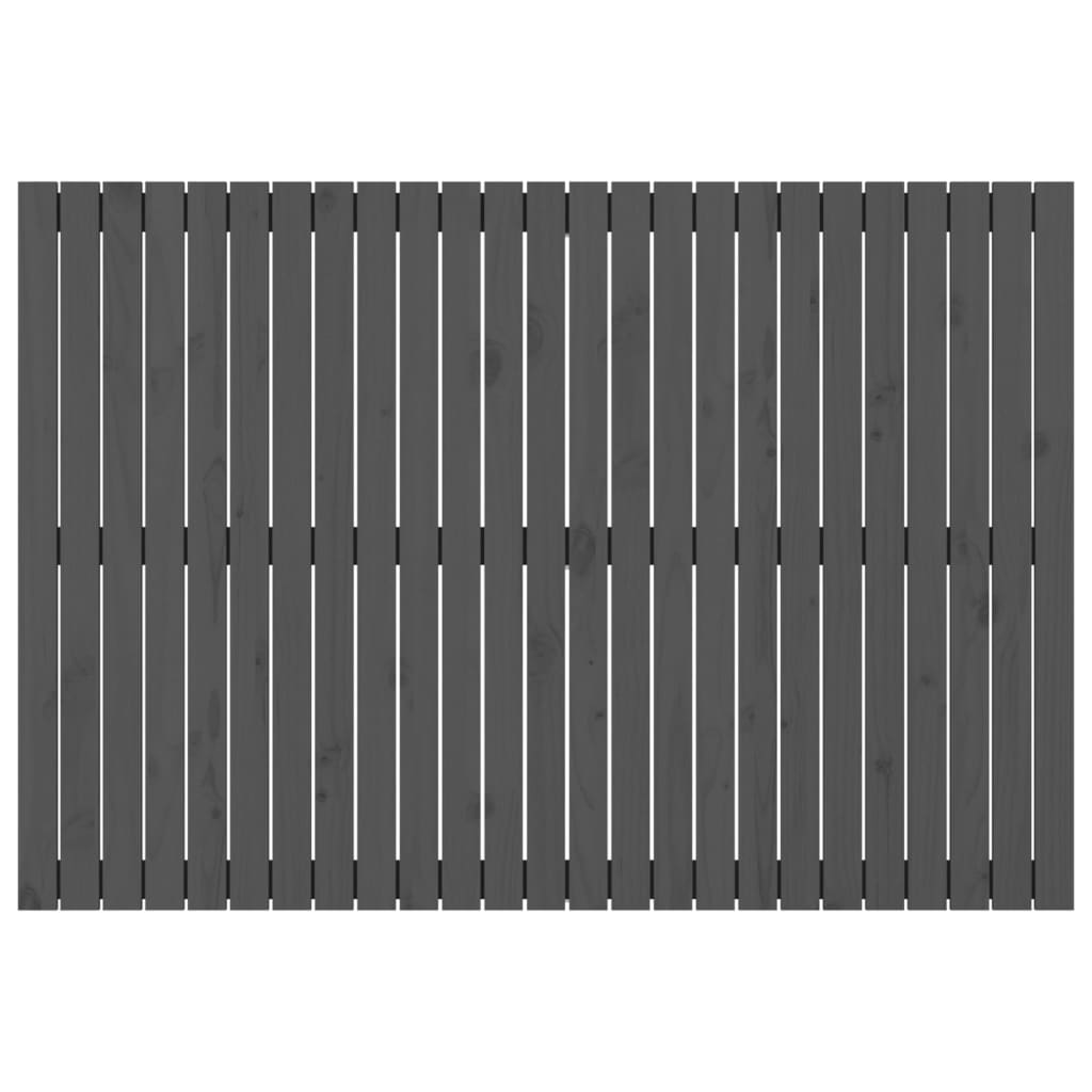 vidaXL Стенна табла за спалня, сива, 159,5x3x110см, борово дърво масив