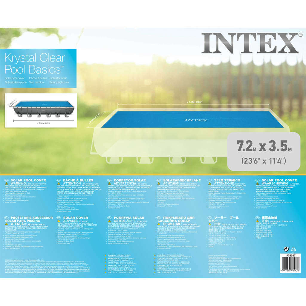 Intex Соларно покривало за басейн, правоъгълно, 732x366 см