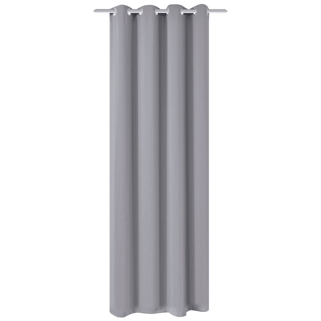 vidaXL Затъмняваща завеса с метални халки, 270x245 см, сива