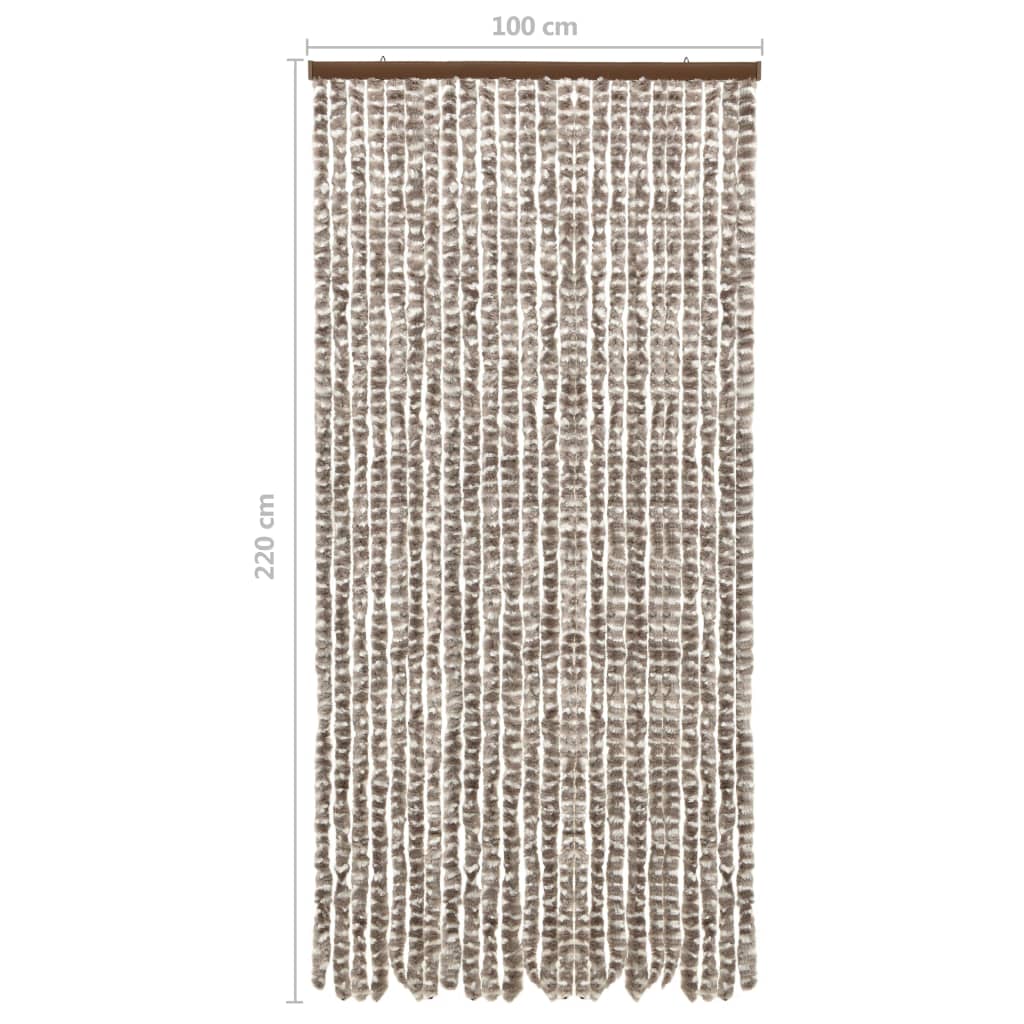 vidaXL Завеса против насекоми, таупе и бяло, 100x220 см, шенил