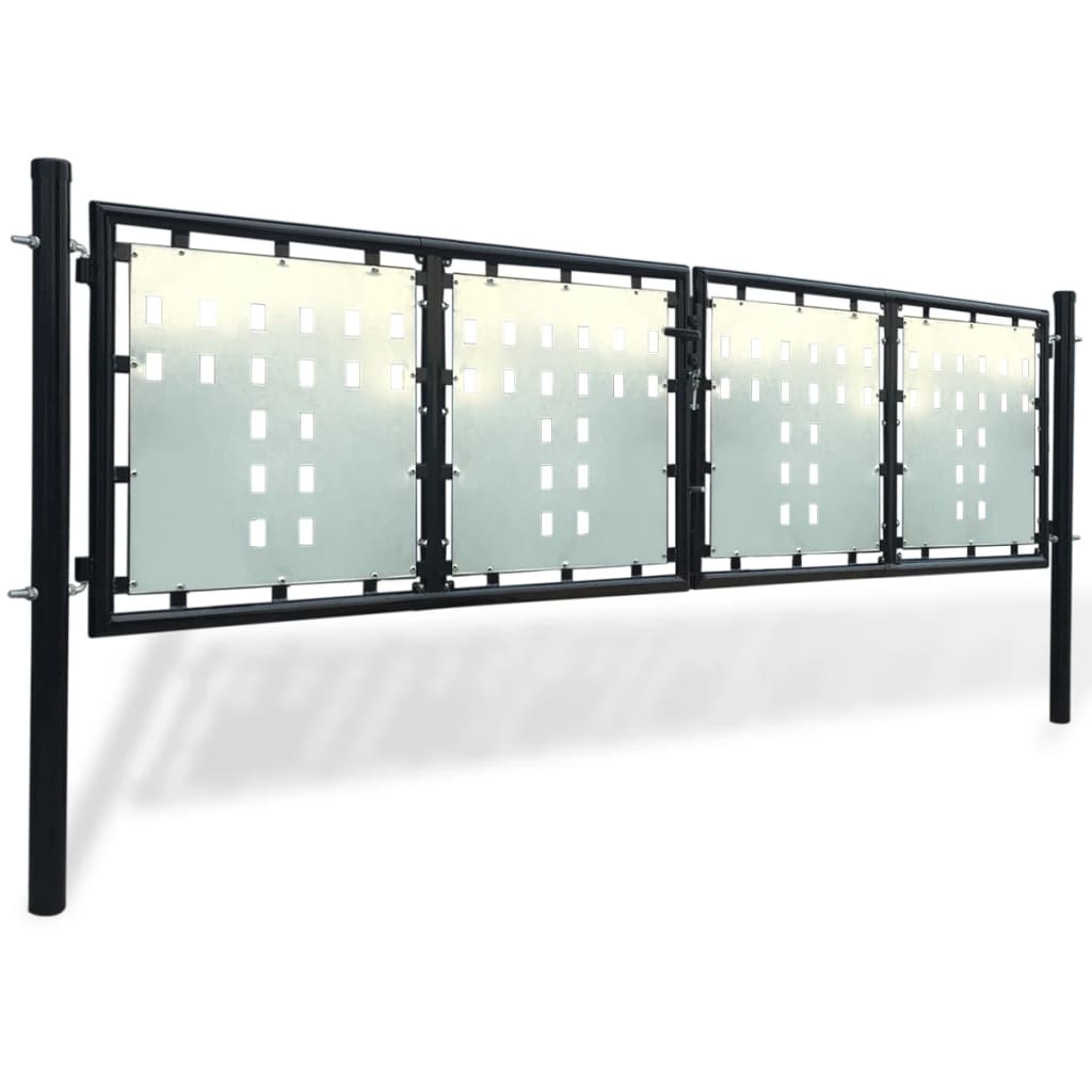 vidaXL Единична оградна врата, 300x150 см, черна