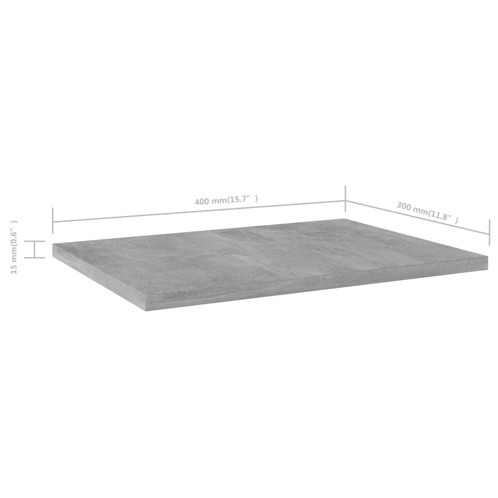 vidaXL Рафтове за етажерка, 8 бр, бетонно сиви, 40x30x1,5 см, ПДЧ