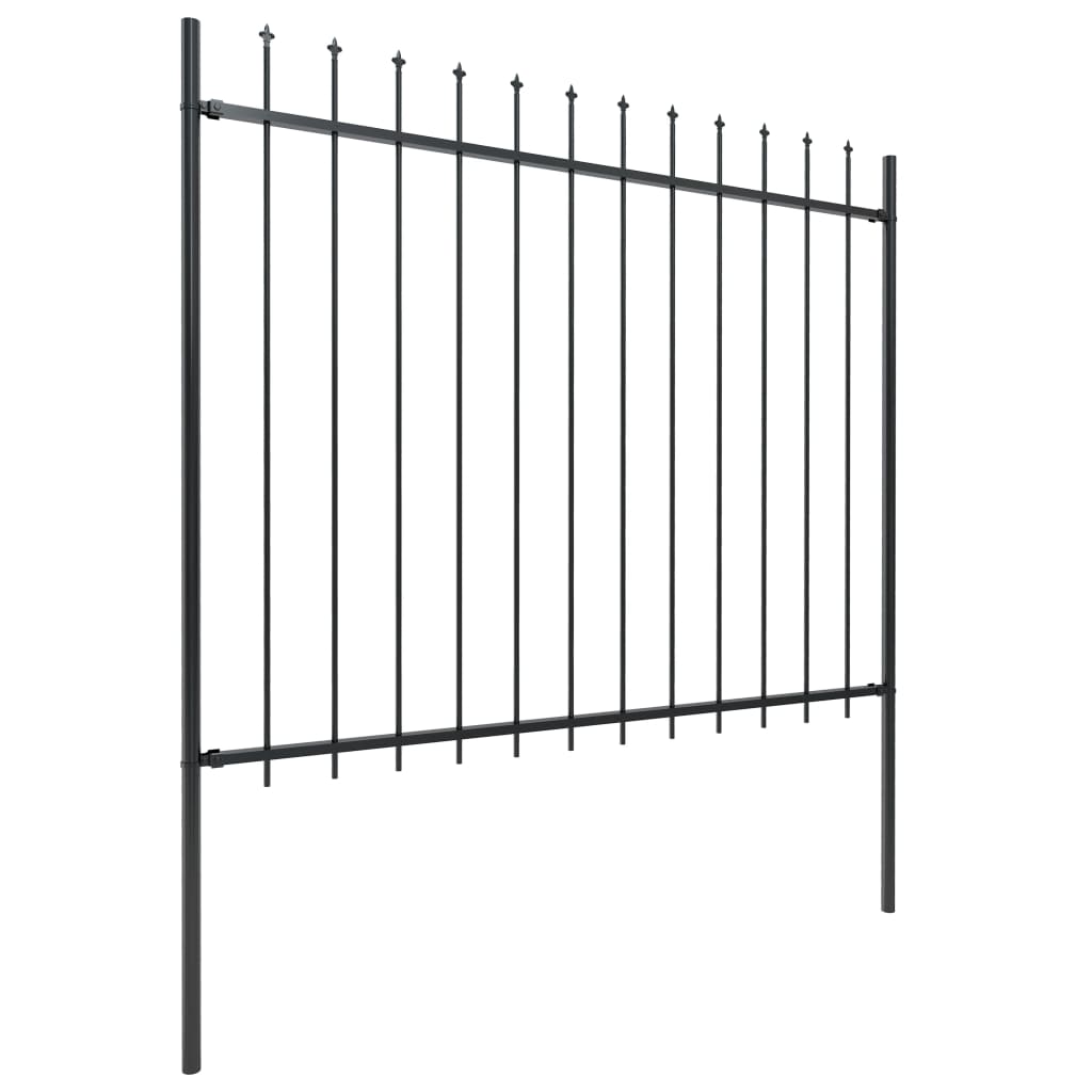 vidaXL Градинска ограда с пики, стомана, 3,4x1,5 м, черна