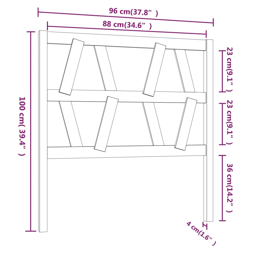 vidaXL Горна табла за легло, меденокафява, 96x4x100 см, бор масив