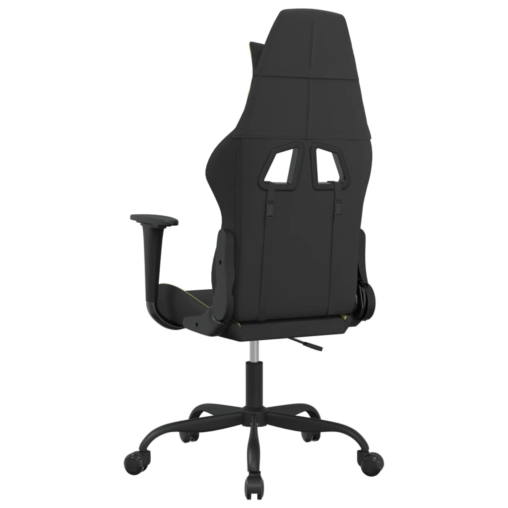 vidaXL Геймърски стол, черно и светлозелено, плат