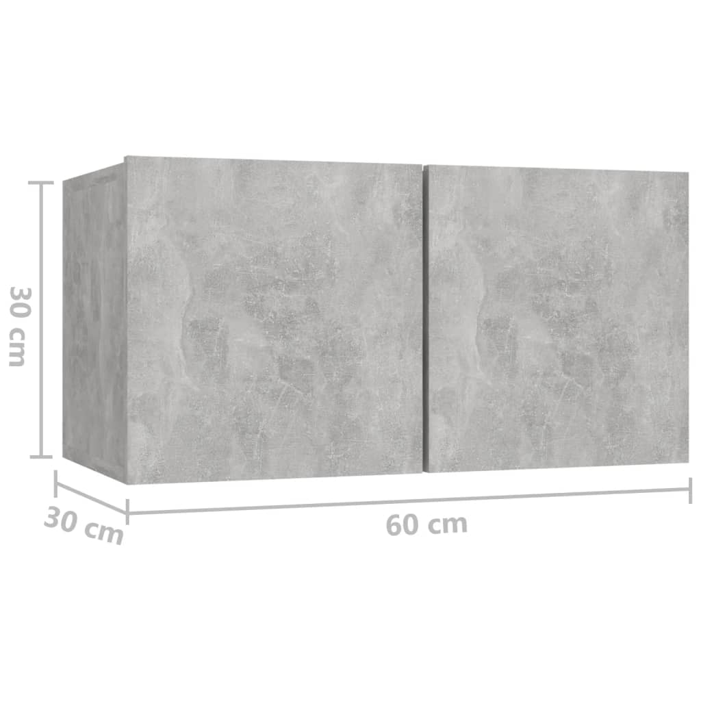 vidaXL Окачени TВ шкафове, 2 бр, бетонно сиви, 60x30x30 см