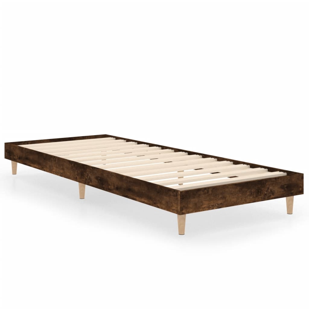 vidaXL Рамка за легло, опушен дъб, 75x190 см, инженерно дърво