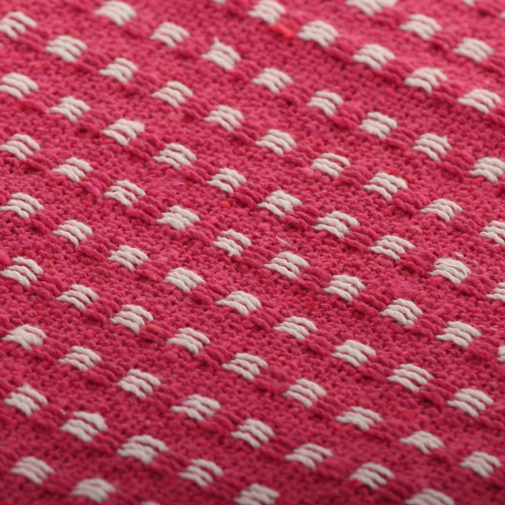 vidaXL Декоративно одеяло, памук, каре, 125x150 см, розово