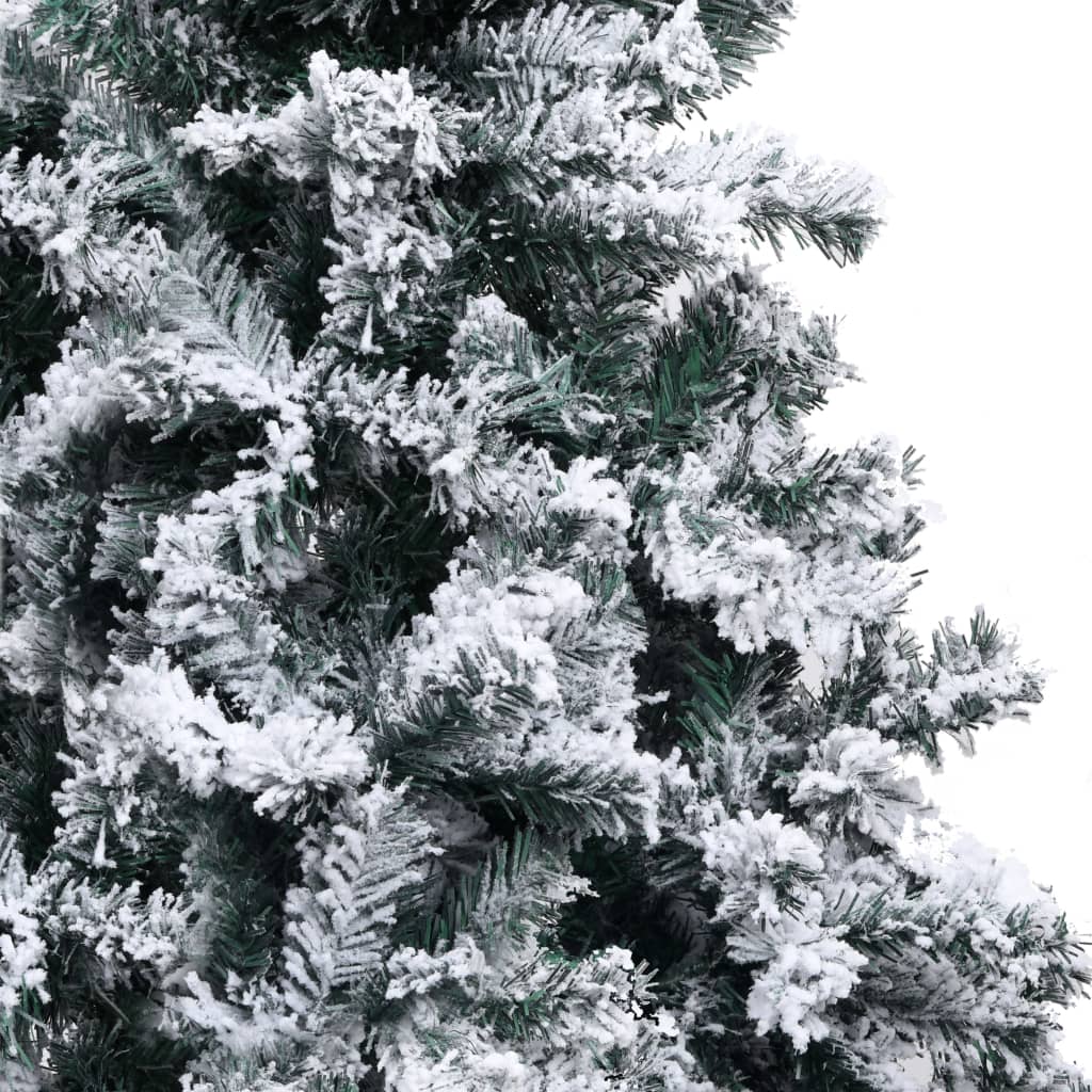 vidaXL Изкуствена коледна елха с флокиран сняг, зелена, 180 см, PVC
