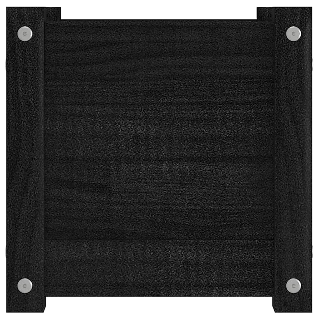 vidaXL Градински сандък, черен, 31x31x31 см, бор масив