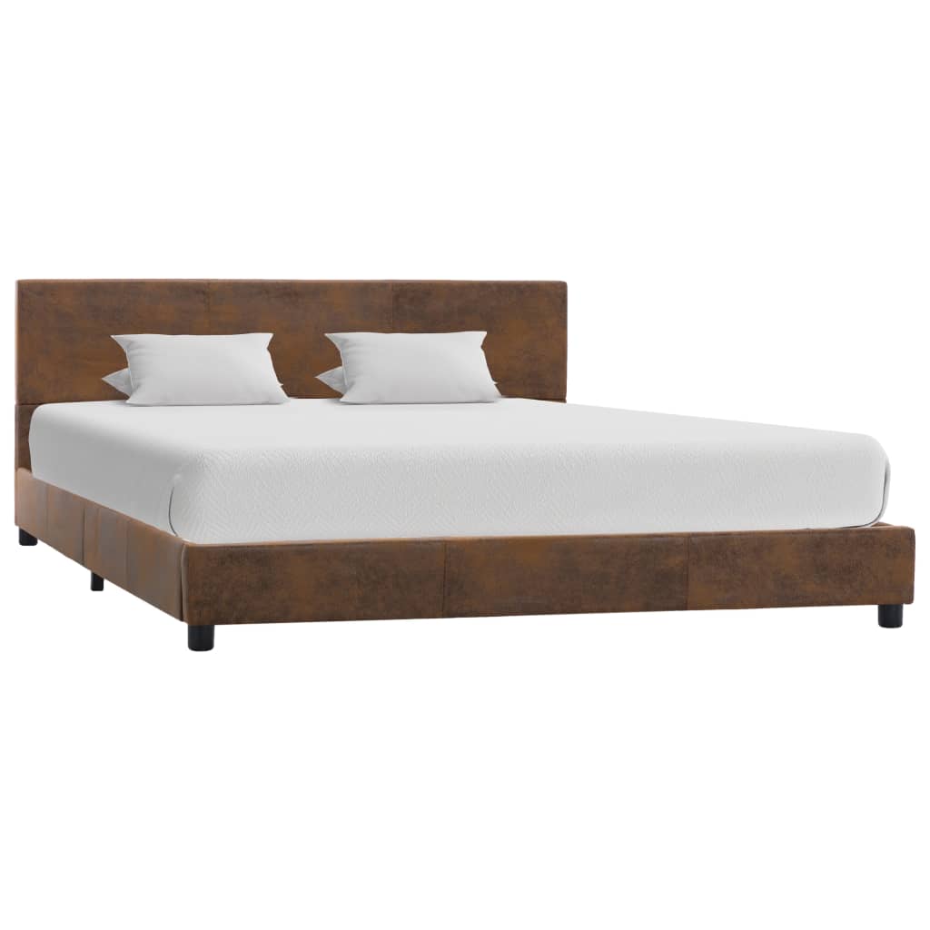 vidaXL Рамка за легло, кафява, изкуствен велур, 120x200 см