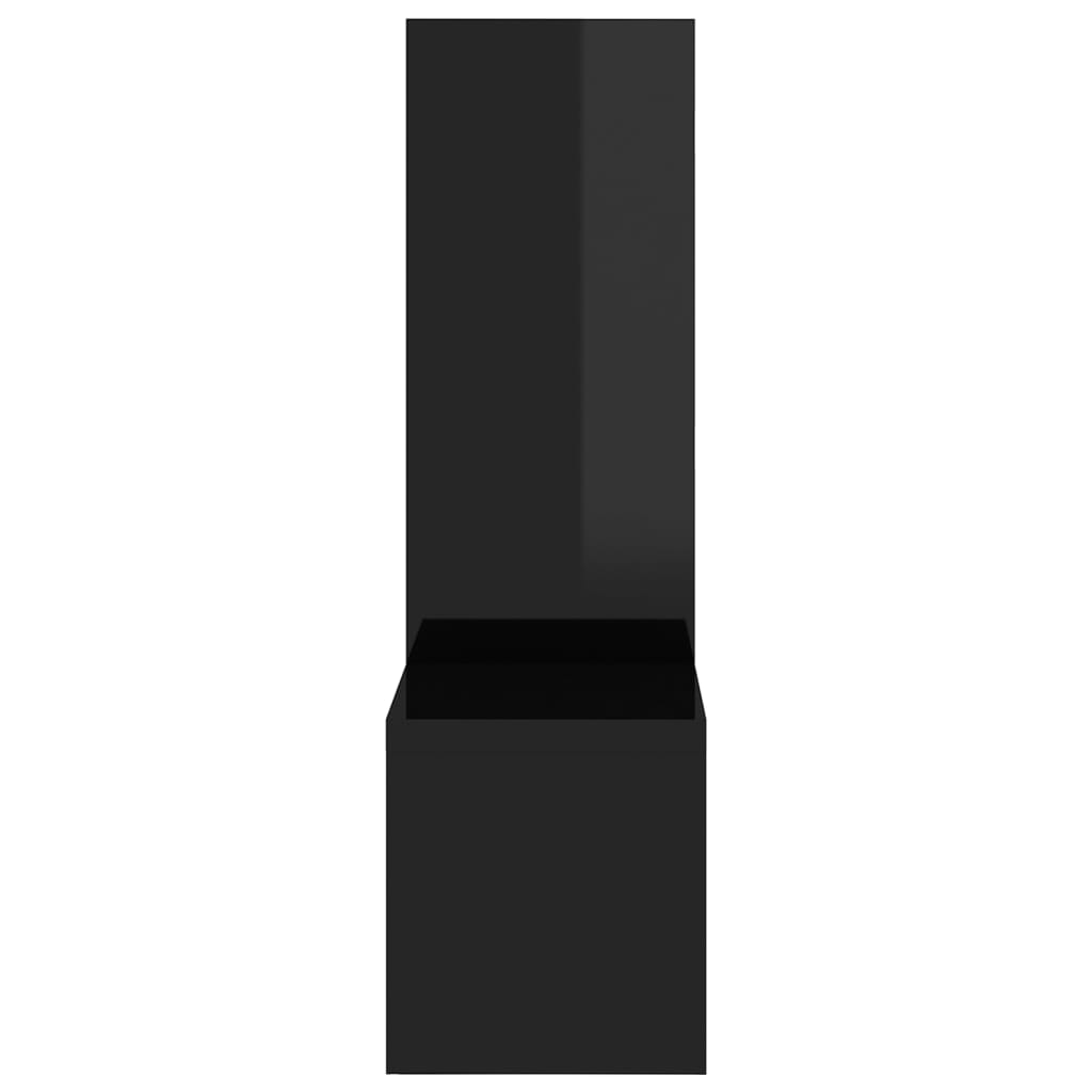 vidaXL Стенни рафтове, 2 бр, черен гланц, 50x15x50 см, ПДЧ