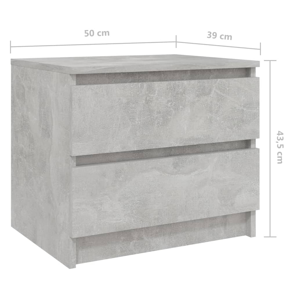 vidaXL Нощни шкафчета, 2 бр, бетонно сиви, 50x39x43,5 см, ПДЧ