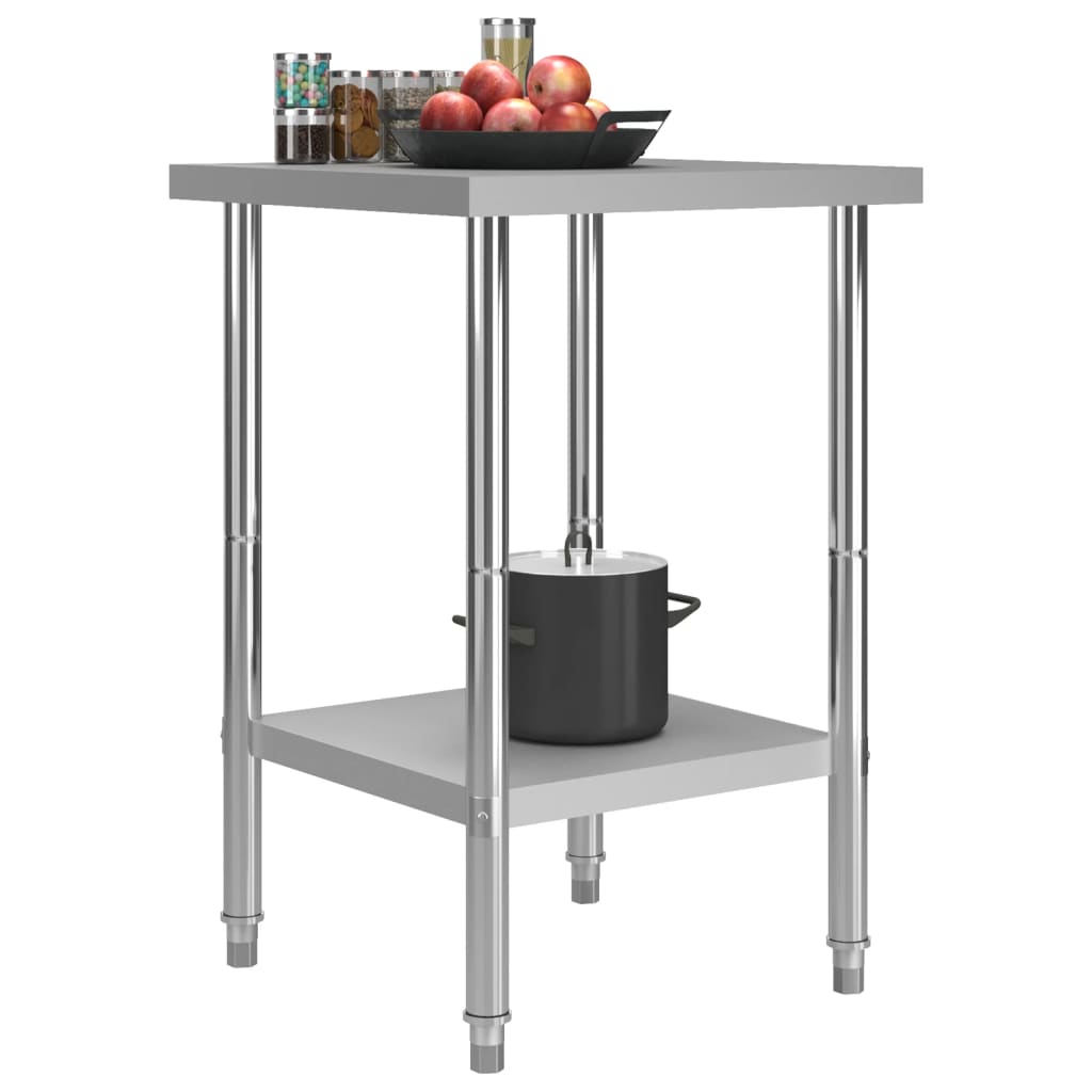 vidaXL Кухненска работна маса, 60x60x85 см, неръждаема стомана