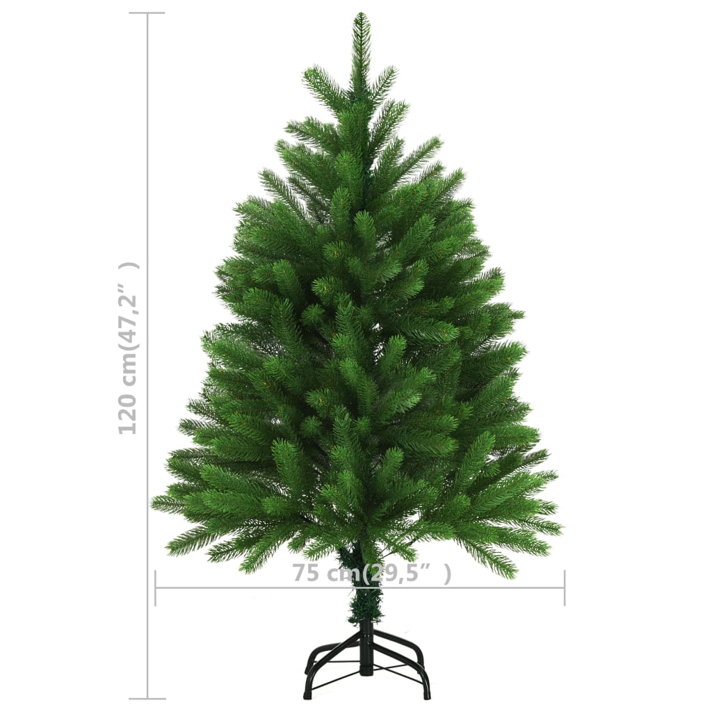 vidaXL Изкуствено коледно дърво, реалистични иглички, 120 см, зелено