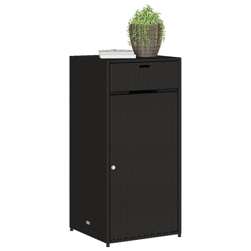 vidaXL Градински шкаф за съхранение, черен, 55x55x111 см, полиратан