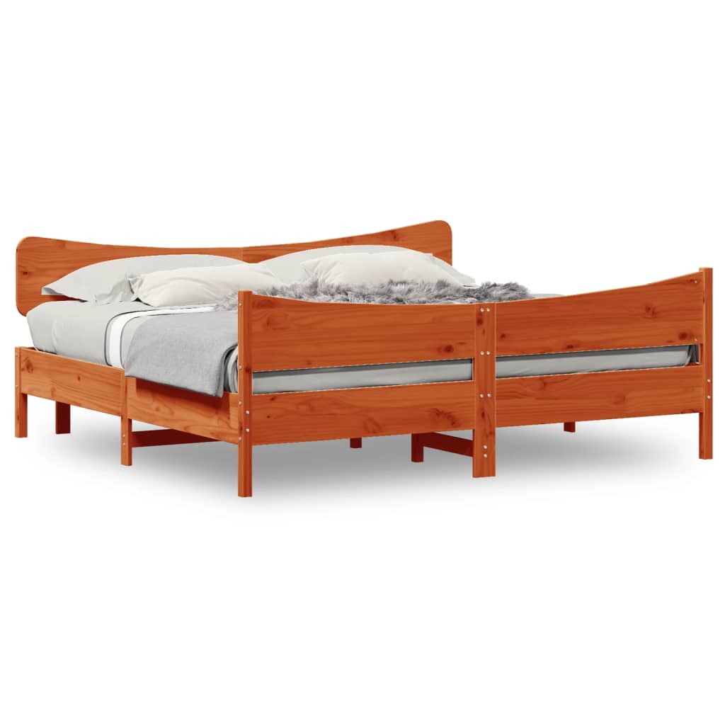 vidaXL Рамка за легло с табла, восъчнокафяв, 180x200 см, масивно дърво