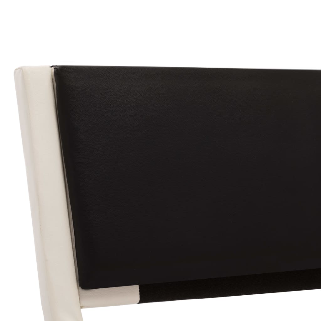 vidaXL Рамка за легло с LED, бяло и черно, изкуствена кожа, 180x200 cм