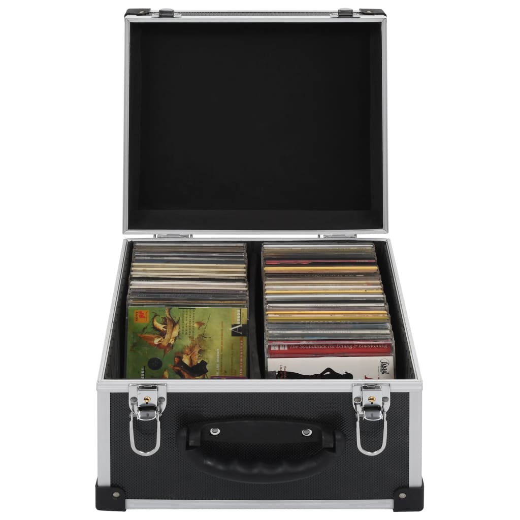 vidaXL CD куфар за 40 диска, алуминий, ABS, черен