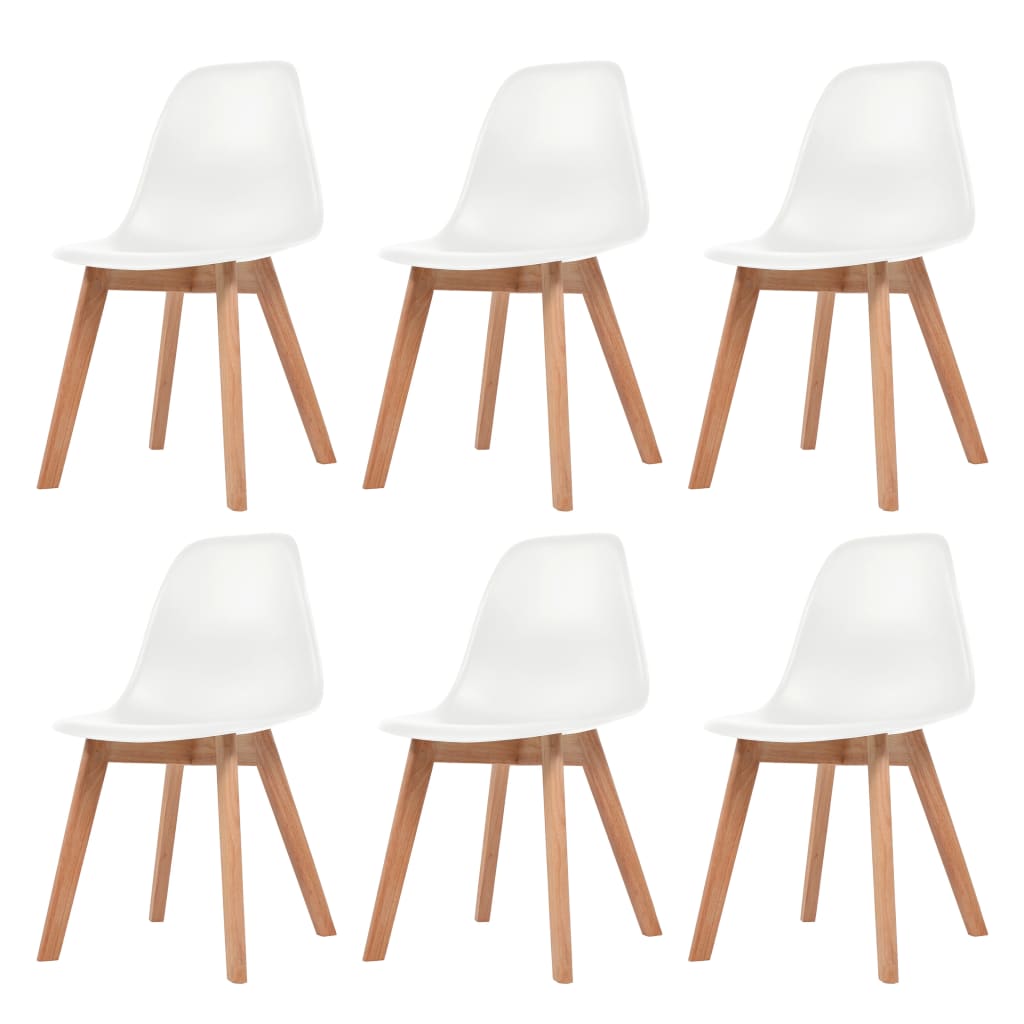 vidaXL Трапезни столове, 6 бр, бели, пластмаса