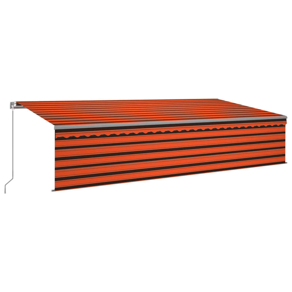 vidaXL Автоматично прибиращ се сенник с щора, 6x3 м, оранжево и кафяво