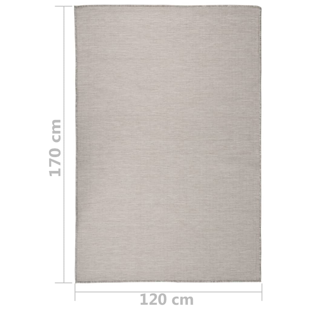 vidaXL Градински плоскотъкан килим, 120x170 см, таупе