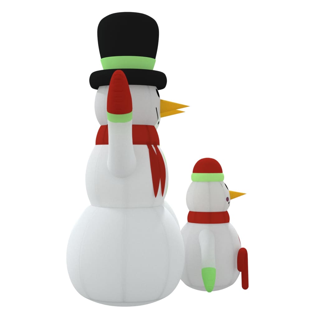 vidaXL Семейство надуваеми снежни човеци с LED, 500 см