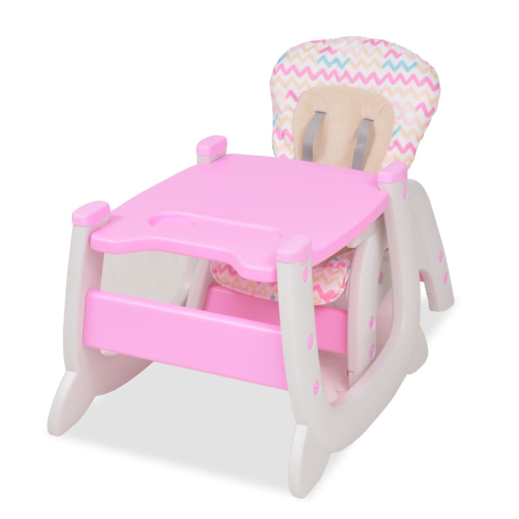 vidaXL 3 в 1 Столче за хранене с масичка, розово