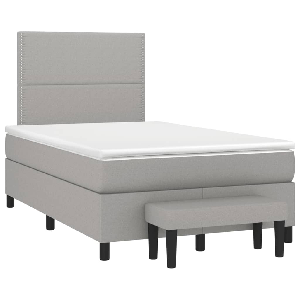 vidaXL Боксспринг легло с матрак, светлосиво, 120x190 см, плат