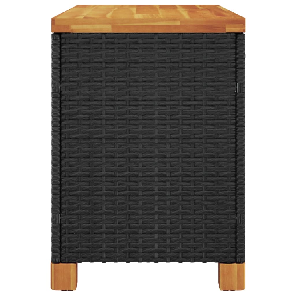 vidaXL Градинска кутия за съхранение черна 80x40x48 см PE ратан акация
