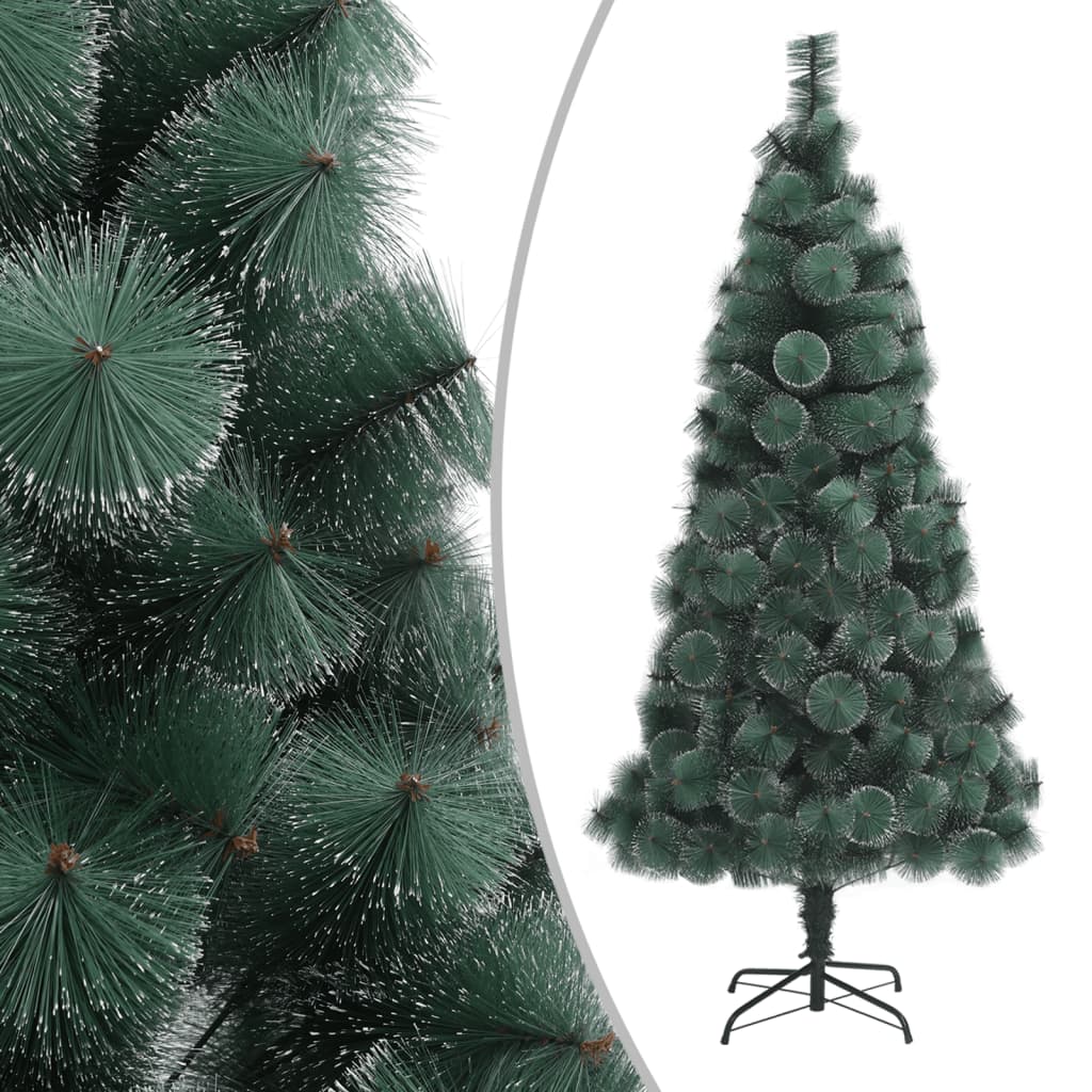 vidaXL Изкуствена коледна елха със стойка, зелена, 180 см, PET