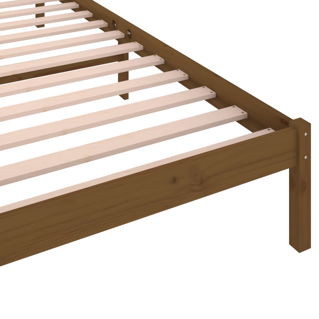 vidaXL Рамка за легло, бор масив, 90x200 см, меденокафява
