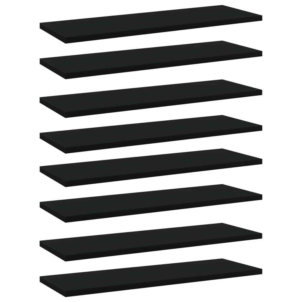 vidaXL Рафтове за етажерка, 8 бр, черни, 60x20x1,5 см, ПДЧ
