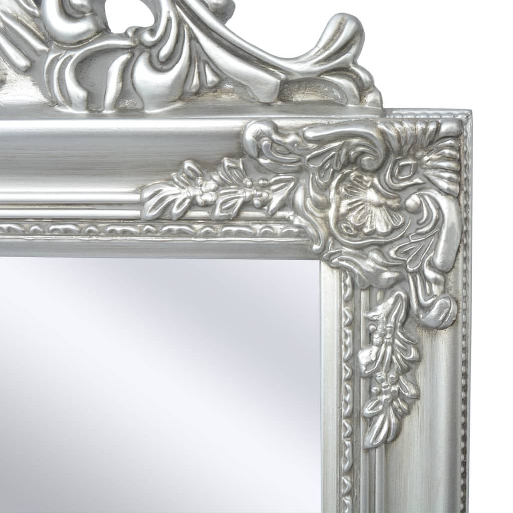 vidaXL Свободностоящо огледало, бароков стил 160х40 см, сребристо